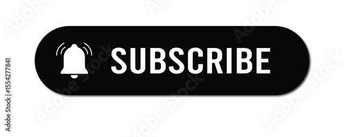 Subscribe Button with Bell Icon black in Vector Style 