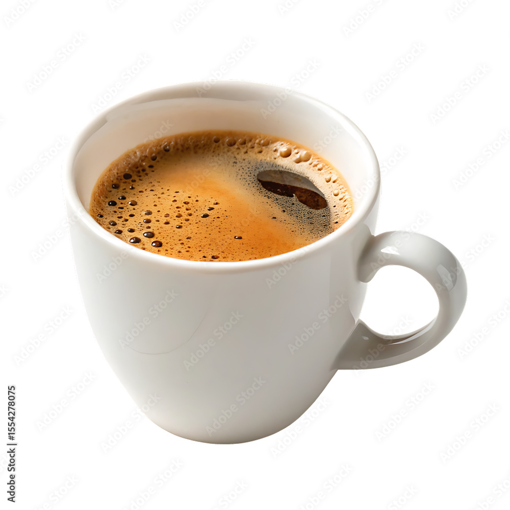 Obraz premium A simple white ceramic coffee cup or mug for hot beverages like tea isolated on a transparent background png