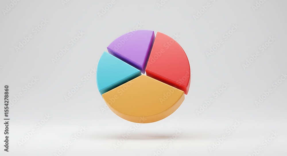 3D Pie Chart Illustration with Segmented Data 3D Pie Chart Illustration with Segmented Data