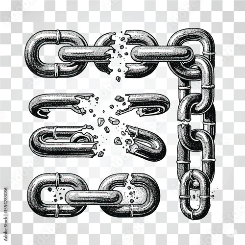 Metallic steel chain links symbolize the secure connection of finance and business