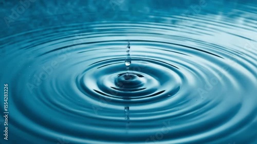 Bright blue water droplet ripple animation in slow motion, clean and refreshing water theme with a vibrant tone	