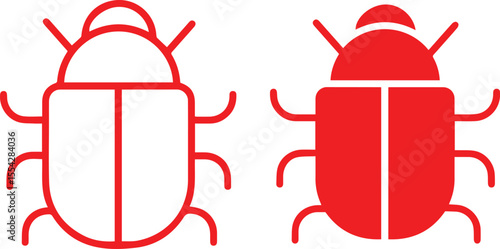 red bug, red insect, illustration, minimal design,  symmetrical design, vector art