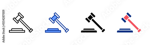 Gavel icon sheet multiple style collection