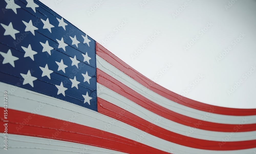 Fototapeta premium American flag wood texture curved design patriotic symbol national colors