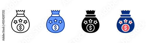 Cash icon sheet multiple style collection