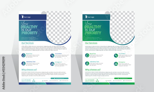 Healthcare cover a4 template, Corporate healthcare and medical flyer or poster design layout.