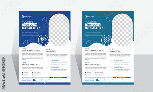 Medical Healthcare Flyer Design Template, Corporate healthcare and medical leaflet or poster design layout for print.