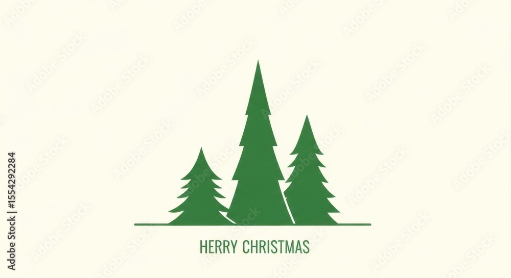 Merry Christmas Greeting with Evergreen Trees Silhouette Merry Christmas Greeting with Evergreen Trees Silhouette