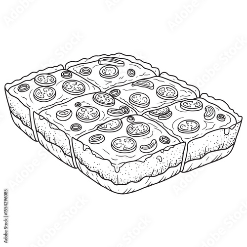 Detroit Pizza black Vector.  Detroit Style Pizza black vector  bundle. Detroit Style Pizza black vector, illustration, lineart 