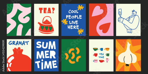 Playful and colorful banners for seasonal menus and food events.

