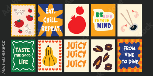 Bistro banners capturing the essence of sunny days and festive food moments.

