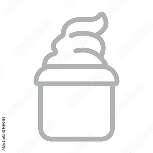 Cup Icecream Vector Line Grey Icon Design