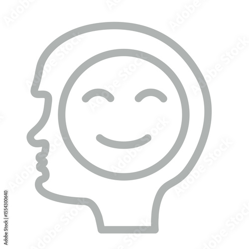Positive Attitude Vector Line Grey Icon Design
