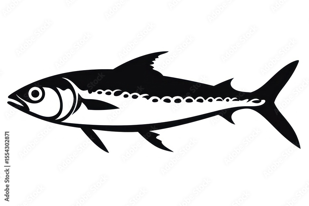 Fototapeta premium Mackerel silhouette clip art seafood animal shark.