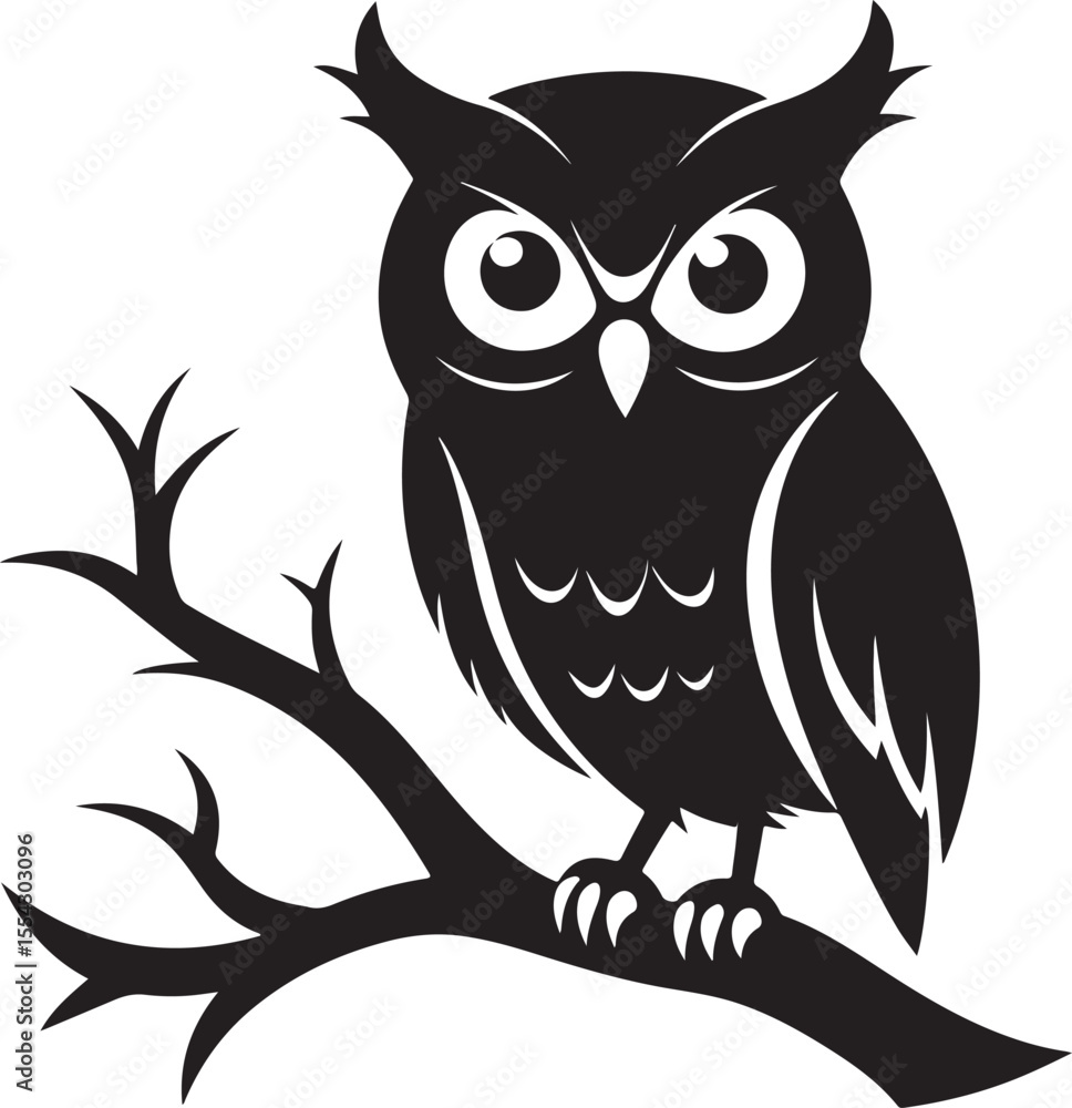 Fototapeta premium Owl on Tree Branch Silhouette – mysterious and detailed