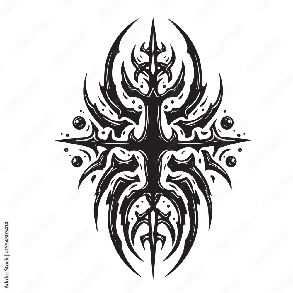 Fototapeta premium Intricate vintage art silhouette of a symmetric tribal design with decorative elements