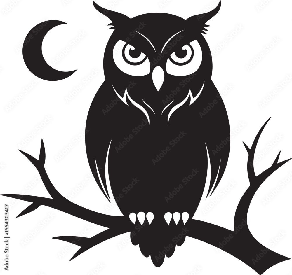 Fototapeta premium Owl on Tree Branch Silhouette – mysterious and detailed