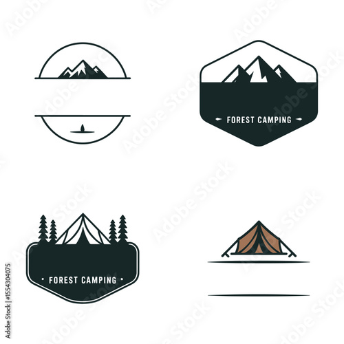 Unique forest camping logo Modern and minimalist vector and abstract logo