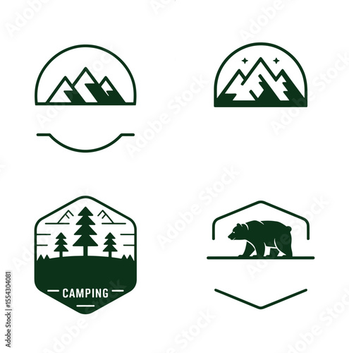 Unique forest camping logo Modern and minimalist vector and abstract logo