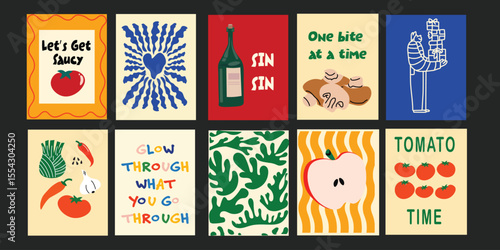 Summer-themed food and cocktail graphics for cheerful bistro promotions.

