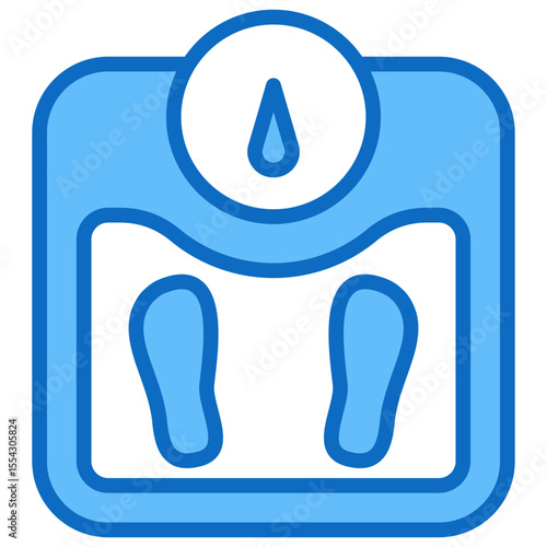 Weight Scale - Blue Fill Outline Style Icon - body scale with a measurement dial, symbolizing weight tracking