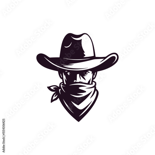 Unique cowboy and hat logo Modern and minimalist vector and abstract logo
