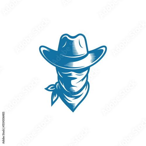 Unique cowboy and hat logo Modern and minimalist vector and abstract logo