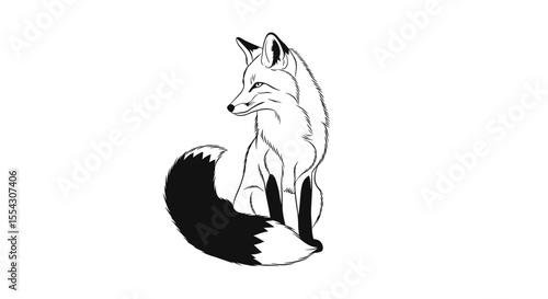 Graceful Fox with a Bushy Tail Sitting Alertly in a Natural Setting Outdoors