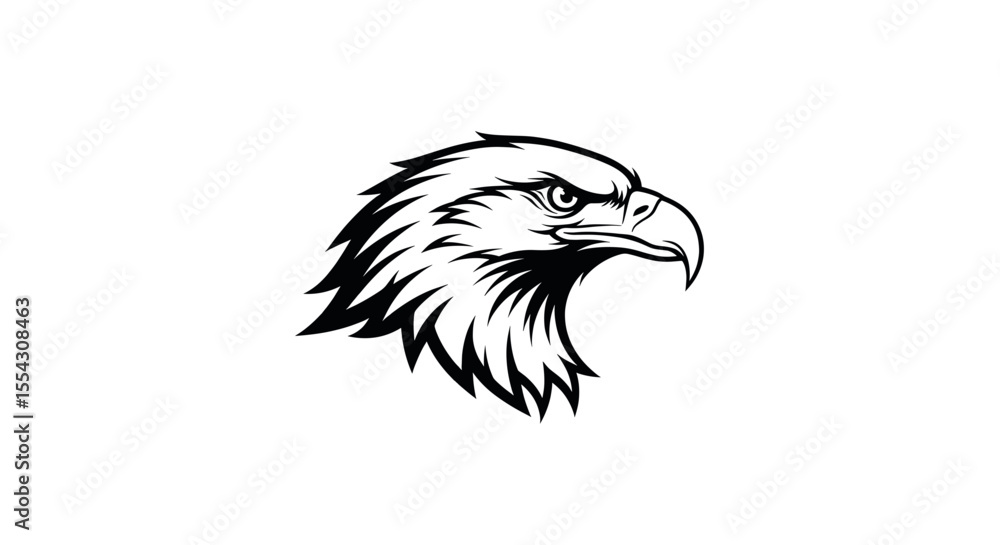 Fototapeta premium Illustration of a Majestic Eagle's Head in Profile with Detailed Feathers and Piercing Gaze