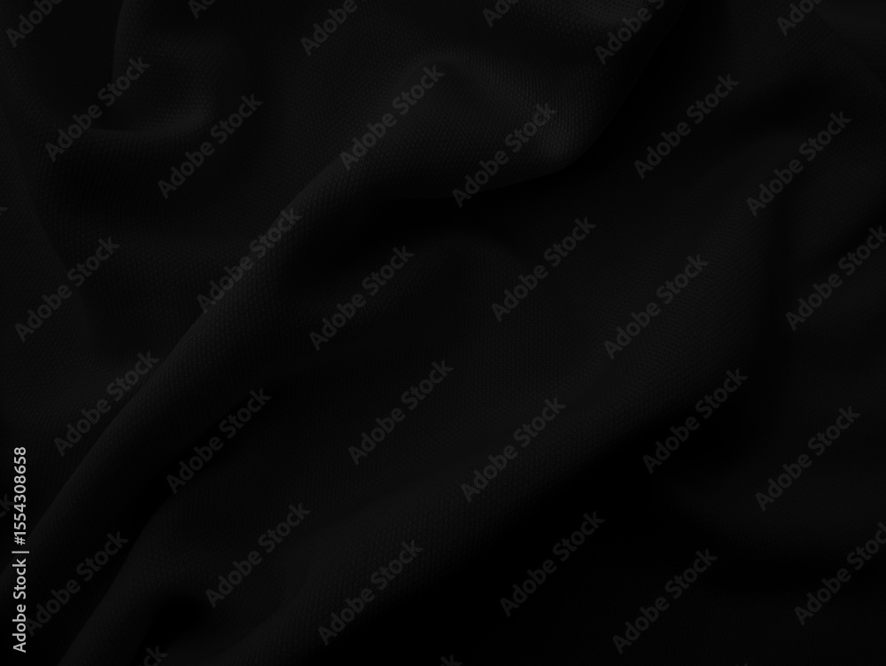 Fototapeta premium Black cloth blackground. Dark wavy fabtic
