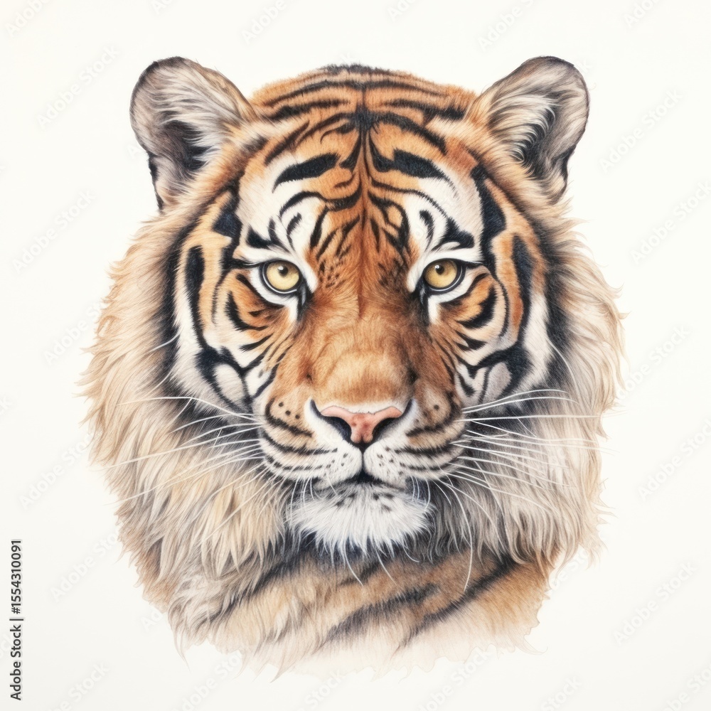 Obraz premium Tiger wildlife drawing animal.