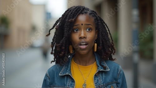 Astonished Teenager Wide-Eyed Surprise in Soft Daylight