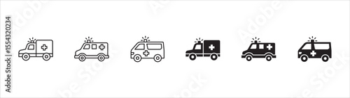 Ambulance icons collection. Helicopter and car ambulance icon set. Icon symbol compatible for first aid, medical help, clinic, medic, emergency help. Vector illustration