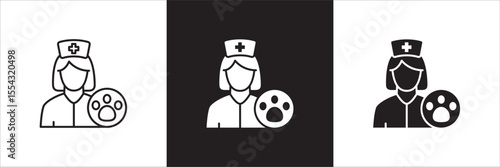 Female nurse icon. Female doctor medical staff icon. Healthcare symbol. Icon symbol compatible for medic consultation, surgeon, nurse, physician, health care. Vector illustration
