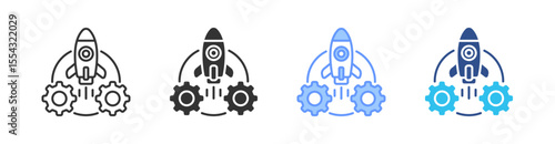 Startup Multi Style Icon Set Vector 