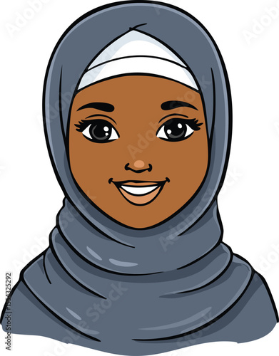 Vector of Muslim Woman Wearing Hijab