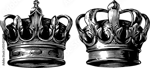 Vintage crown and crest badge designs for retro labels and decorations