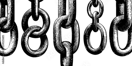 Vintage ball chain and connector bead illustration for design projects