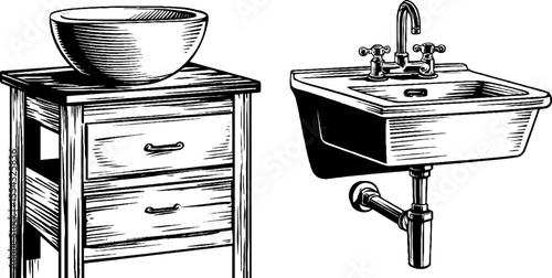 Industrial bathroom vanity set with concrete basin design