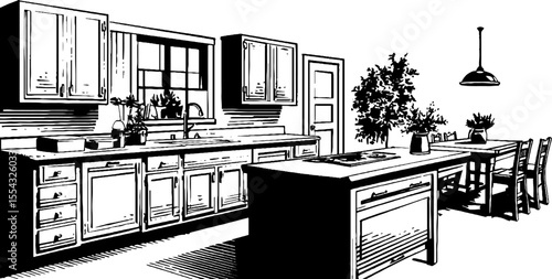 Elegant black lacquer kitchen design with chrome accents, perfect for modern home interiors