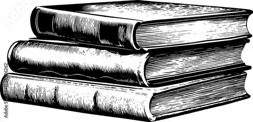 Vintage book spine and page curl border illustration for classic design