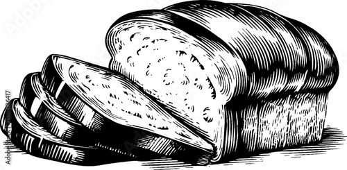 Vintage bread loaf and slice sketch for bakery design