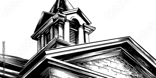 Architectural details of brick corbel table and pointed gable design