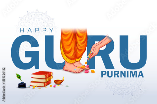 religious holiday background for Happy Guru Purnima festival celebrated in India