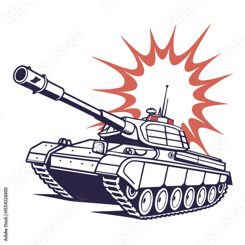 Powerful Military Tank Armored Warfare Vehicle, Explosions and Combat