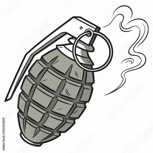 Exploding Hand Grenade Illustration A Detailed Vector Graphic of a Military Explosive Device