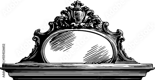 Ornate baroque buffet mirror with beveled frame for classic interior design