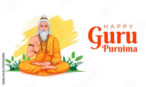 religious holiday background for Happy Guru Purnima festival celebrated in India