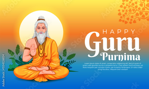 religious holiday background for Happy Guru Purnima festival celebrated in India