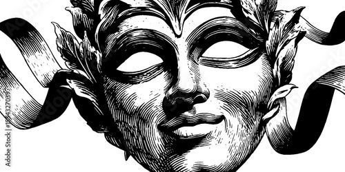 Elegant carnival mask with decorative confetti corner for festive design